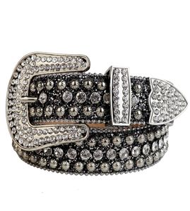 Western Rhinestone Fashion Srebrna klamra paska Wyjmowana czarna srebrna krystaliczne kryształowe kowbojskie pasy dla mężczyzn kobiet6680483