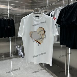 Xinxinbuy 2024 Erkekler Tasarımcı Tee T Shirt Aşk Mektubu Baskı Roman Mürettebat Boyun Kısa Kollu Pamuk Kadınlar Siyah Beyaz XS-3XL