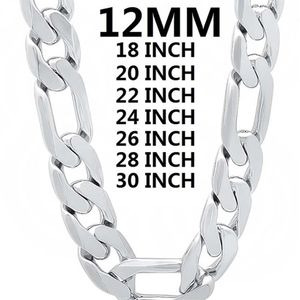 solid 925 Sterling Silver necklace for men classic 12MM Cuban chain 18-30 inches Charm high quality Fashion jewelry wedding 220209333i