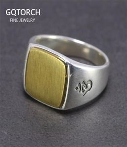 Äkta solid 925 Sterling Silver Mens Signet Om Rings Simple Design Mantra Buddhistiska smycken Q111437941528961766