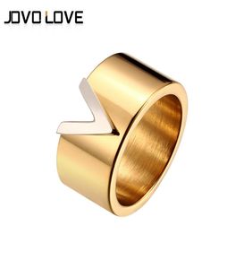 Mode v form rostfritt stål ringar för kvinnor bröllop gåva hög polerade guld färgringar kvinnliga storlek 6 till 101972197
