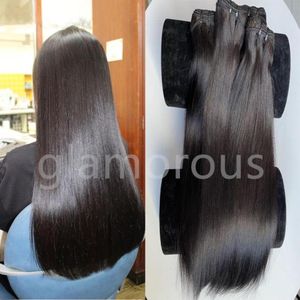 Super Double Drawn Bone Straight Hair 3 Bunds Extensions Brasilian Virgin Raw Nuticle Justised 100 Human Hair Weave1457176