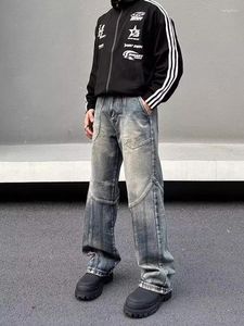 Erkek kot y2k Amerikan retro hip hop moda kot pantolonlar tam uzunlukta düz sokak kıyafeti cadde gündelik pantolon