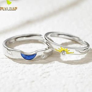Charms Sterling Sier Zircon Sun Moon Open Lovers Ring Romantic Couple Student Fine Jewelry Flyleaf
