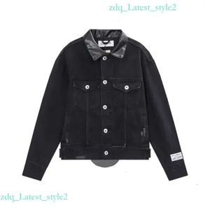 Projektant Lanvin Hoodie Lanvins Lanvin Wysokiej jakości drukowana skórzana kołnierz Długie rękawie dżinsowa kurtka Unisex Casual Boyfriend Style 6744