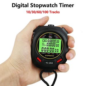 Timers Kitchen Timers Digital Sports Stopwatch Timer 10/30/60/100 Spår Lysande stoppur Professionell Chronograph Counter Outdoor Trai