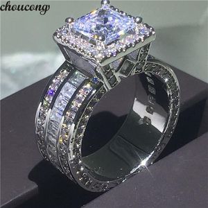 choucong Vintage Court Ring 925 sterling Silver Princess cut 5A cz stone Engagement Wedding band Rings For Women Jewelry Gift2782