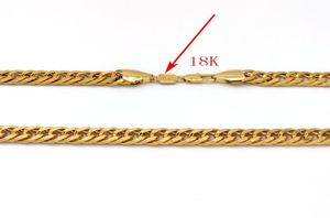 MEN039S Zincir Kolye 18 K Damga Bağlantı Katı Sarı Altın Otantik Kaplama Kalın 10 mm genişliğinde Hint Hint 24 inç3950425