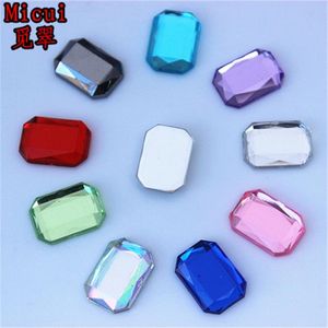 MICUI 200st 10 14mm Flat Back Crystal Acrylic Rhinestones Strass Crystal Stones Rectangular Gems For Clothes Crafts ZZ717253N