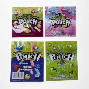 Sour Pouch Candy Packaging Plastic Påsar 4 Design 600 mg litet ätligt paket mylar med dragkedja luktbeständig matklass Material SFJ HSDKP UOMW
