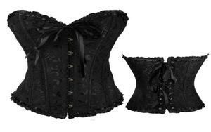 Bälten sexiga kvinnor039s steampunk blommor svart snörning trim korsett benad överbust midja cincher bodysaper kläder gotiska plus si4485058