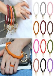 Keychains Big O Silicone Loop Wrist Key Ring Keychain With Gold Clasp Round Strap Accessories Whole Women Bag SuppliesKeychain3361572