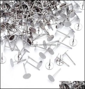 Other Jewelry Findings Components 500Pcs 4 5 6 8Mm Stainless Steel Blank Post Earring Stud Base Pins Cabochon Cameo Settings Flat 5536399