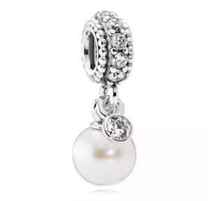 925 sterling silver ciondola il fascino trasparente cz bianco perla pendente perline perline charms braccialetto accessori gioielli fai da te5051549