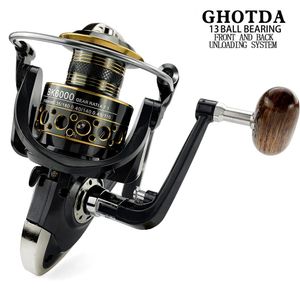 Rods Ghotda Fishing Coil Wooden Handshake 12+ 1bb Spinning Fishing Reel Metal Spool Left/right Handle Fishing Reel Wheels
