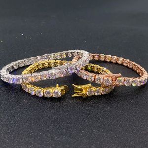 Trendy Bracelets 5mm 7/8/9inch Gold Plated S925 Sterling Silver VVS1 Moissanite Tennis Bracelet for Men Women Nice Gift