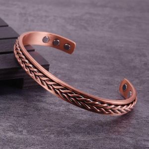 Bracciali in rame puro intrecciato Bracciale magnetico energetico per la salute Vantaggi Braccialetti regolabili per uomo Antrite Sollievo dal dolore Q2884