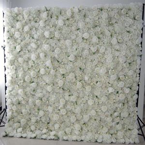 8x8ft toppkvalitet Creative 3D Flower Wall gjord med tyg rullade upp konstgjorda blommor arrangemang bröllop bakgrund dekoration228g