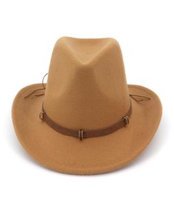 2019 Fashion Women Man Wool Feel Western Cowboy Hats Wide Rim Jazz Fedora Trilby Cap Paname Style Carnival Hat Floppy Cloche Cap9663615
