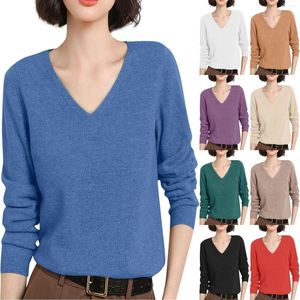 Women's Blouses Elegant Wear Comfortable Long Sleeved Knitted Sweater V Neck Loose Thin Fashion-Forward And Eye-Catching Pullovers