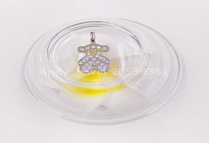 Ciondolo in oro bianco con diamanti dolci Autentici pendenti in argento sterling 925 Adatto per orsi europei Regalo in stile gioielli Andy Jewel 3147894279