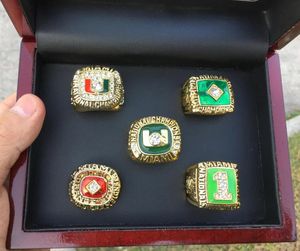 Rings 5​​ PCS 1983 1987 1989 1991 2001 Miami Hurricanes National Championship Ring Set with Wooden Display Box Case Fan Gift 2019 Drop Shi