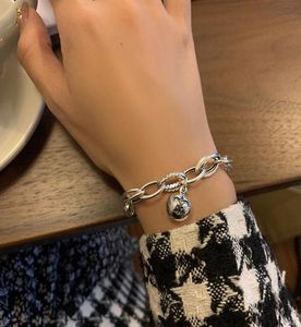 Charm Armband 925 Sterling Silver Retro Bell Armband Antique Style Make Old Temperament Thick Chain Friendship5378858