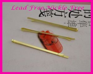 50PCS 30mm70cm 275quot Golden plain flat metal bobby pins at nickle and lead Metal hair barrettes pins slides1727864