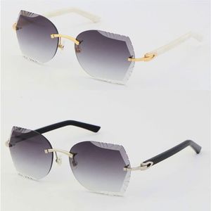 Diamond Cut Carved Lens Glasses 8200762A Rimless Sunglasses Metal Mix White Aztec Black Plank SunGlasses Unisex Optical Women Men 225o