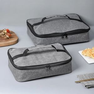 Retângulo portátil lancheira térmica saco impermeável isolado alimentos bento recipiente de armazenamento refrigerador bolsa bolsas para viagem de piquenique 231226