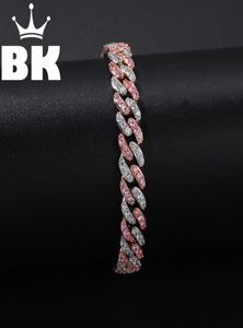 Hip Hop Copper 9mm Micro Pave CZ Cuban Link Bracelet Cubic Zircon Mens Punk 7inch8inch Miami Bracelet accept custom color2629213