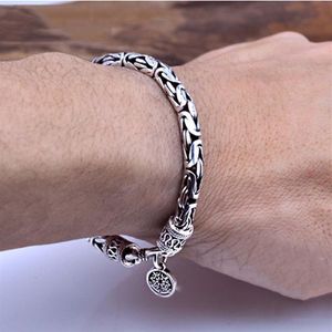 100% prawdziwy 925 Srebrny srebrny bransoletka gruba bezpieczna wzór vintage punk rock styl Bangle Men Fine Jewelry Day's Day GI2742