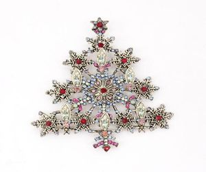 30 PCSlot Özel Broşlar Moda Kristal Rhinestone Noel için Büyük Noel Ağacı Pimi Hediye