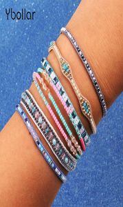 6pcsset ręcznie robiono plecione bransoletki rise koraliki z nasiona koraliki tkane mody wielowarstwowe kryształ bohemian bangles biżuteria 2910029