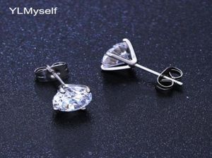 클래식 그레이트 레알 925 이어링 고급 포장 8mm 라운드 컷 CZ Crystal Jewelery Sterling Silver Stud Earring48093178553260