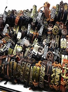 Band New Vintage Leather Mens Womens Surfer Bracelet Cuff Wristband 50pcs lots Mixed Style Retro Jewelry Charm Bracelet 93 T2506423851857