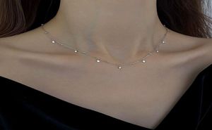Real 925 prata esterlina brinco geométrico redondo gargantilha colar para moda feminina minimalista jóias finas bonito acessórios menina g6268807