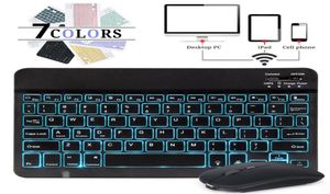 10 Polegada com luz de fundo rgb teclado e mouse sem fio bluetooth para o telefone móvel tablet computador notebook epacket299p8018029