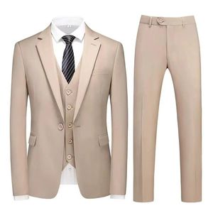 Blazers designer mens set business formal casual dress slim fit tank top three piece best groom dress fashion white collar suit three piec