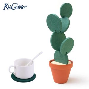 Tappetini Sottobicchiere creativo all'ingrosso Cactus Piante in vaso Forma Tappetino per tazza Tappetino per isolamento termico Decorazione della tavola Accessori per la cucina