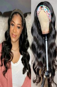 HD2914 1824 Inch kinky lockigt pannband hår peruker remy brasiliansk halsduk mänsklig för svarta kvinnor ingen lim sy i14311465
