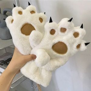 Перчатки для детей, милые плюшевые варежки с кошачьими когтями, теплые мягкие пушистые детские зимние 231225