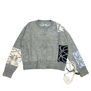 loewee sweater designer fashion Women's Sweaters Early Autumn New Round Neck Style Sweater Age Reducing Cardigan Jacquard Spliced Knitwear Coat Top