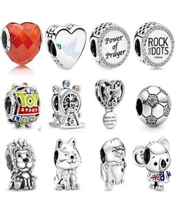 Memnon Jewelry 925 Sterling Silver Sparkling Soccer Ball Charm Akita Inu Dog Surfer Koala Charms Union Jack Lion Bead Eagle beads 6549360