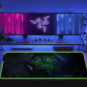 Rests MousePad Razer RGB Keyboard Mouse Pad Desk Mat LED Gamer Accessories Mause Computer Dnesks Stora med Wire XXL Gaming Backlight