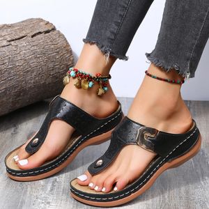 Flops Women Flip Flop Arch Support Sandals Comfortable Slipper Soft Platform Leather Thong Shoes Casual Wedges Sandals for Women Girls