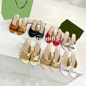 Designer Sandals Women's High Heel Sandals Leather Party Fashion Metal Buckle Slippers Sexy Peep-toe Women's Stiletto Heel Dress Shoes