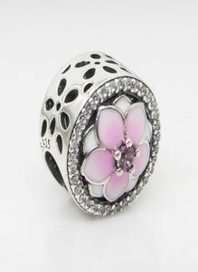 Best selling pink magnolia charms beads jewelry accessories logo original box for 925 sterling silver DIY bracelet jewelry4893828