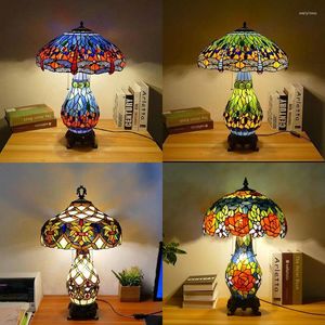 Bordslampor Tiffany Lamp Dragonfly Barock Vintage Artwork Wedding Decor Entrance Hall Desk Light for Foyer Bar Restaurant D31001