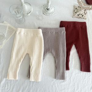 3321B Ins Korean Baby Knitted Pants Autumn Cotton Wool Stretch Baby Boy Pants Toddler Girl Leggings PP Pants 231225